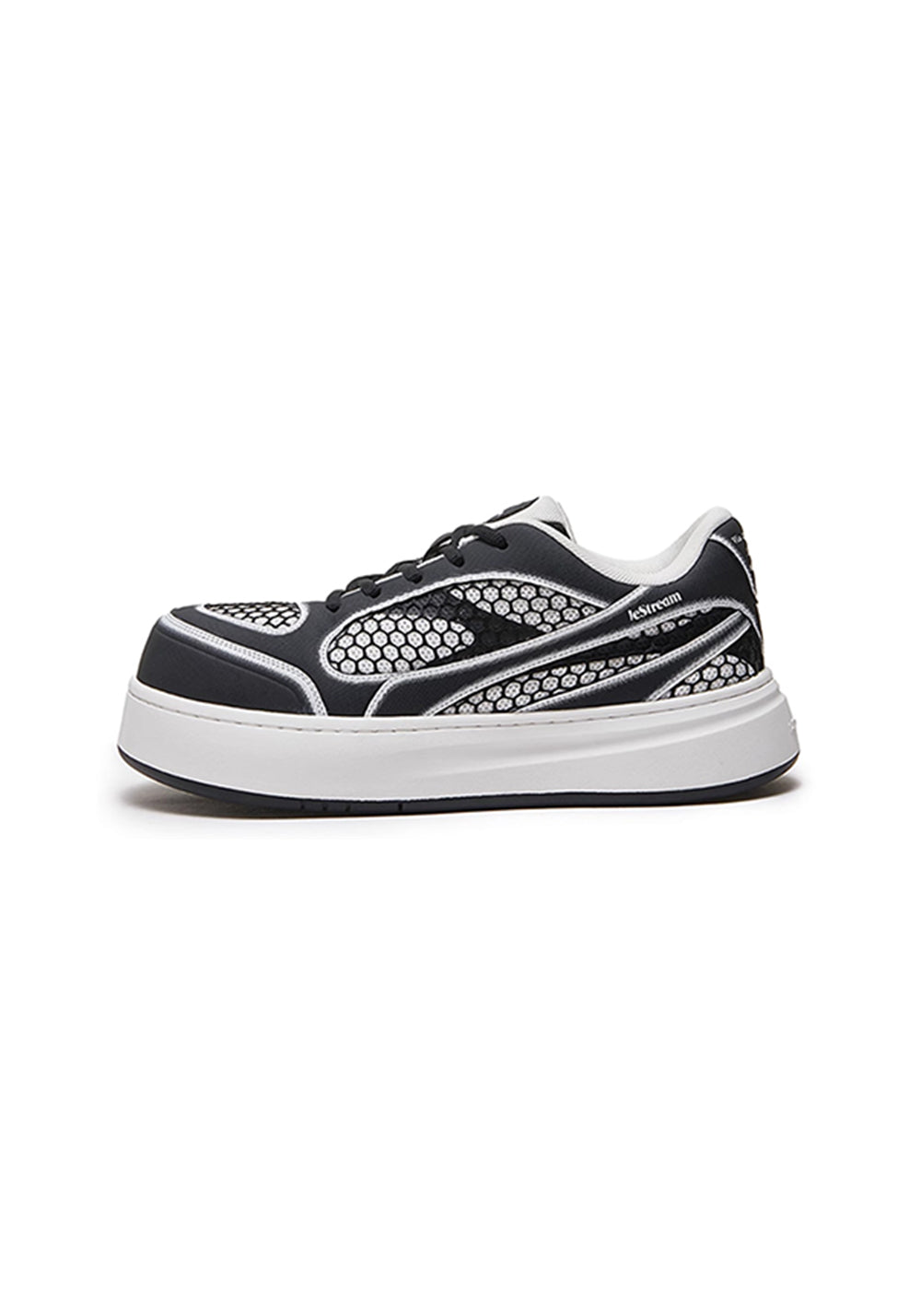 LeStream | Black & White Mesh Derby Shoes - PSYLOS 1, LeStream | Black & White Mesh Derby Shoes, Chunky Sneakers, LeStream, PSYLOS 1